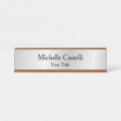 Porte-nom Pour Bureau Silver Grey Professionnel Unique Classique Simple (Devant)