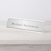 Porte-nom Pour Bureau Silver Gris moderne tendance Professional (Devant)