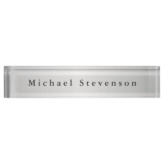 Porte-nom Pour Bureau Silver Gris moderne tendance Professional (Devant)