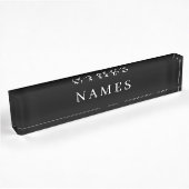 Porte-nom Pour Bureau Simple Black Custom Ajouter votre nom Élégant