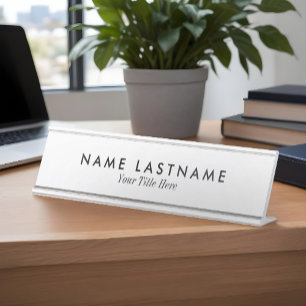 Porte-nom Pour Bureau Simple Clean Crisp White Nom Titre