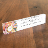 Porte-nom Pour Bureau Simple Elegant Daisy Personnalisé Professionnel Fl (Taille)