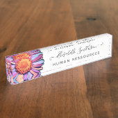 Porte-nom Pour Bureau Simple Elegant Daisy Personnalisé Professionnel Fl (Taille)