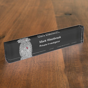 Porte-nom Pour Bureau Simple et moderne Chercheur privé empreintes digit