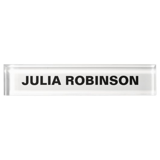 PORTE-NOM POUR BUREAU SIMPLE MINIMAL NOIR ET BLANC PERSONNALISÉ (Devant)