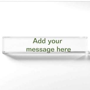 Porte-nom Pour Bureau Simple minimal vert ajoutez votre texte nom photo