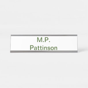 Porte-nom Pour Bureau Simple minimal vert ajoutez votre texte nom photo
