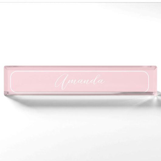Porte-nom Pour Bureau Simple moderne élégant professionnel exécutif rose (Devant)