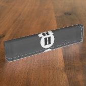 PORTE-NOM POUR BUREAU SIMPLE MODERNE MODERNE MONOGRAM ÉLÉGANT CHIC STYLE (Taille)