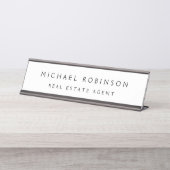 Porte-nom Pour Bureau Simple moderne professionnel noir titre (Devant)