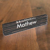 Porte-nom Pour Bureau Simple monogramme ajouter votre nom lettre man min (Taille)