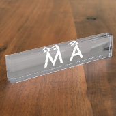 Porte-nom Pour Bureau Simple monogramme ajouter votre nom lettre man min (Taille)