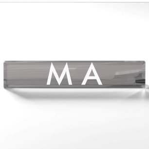 Porte-nom Pour Bureau Simple monogramme ajouter votre nom lettre man min