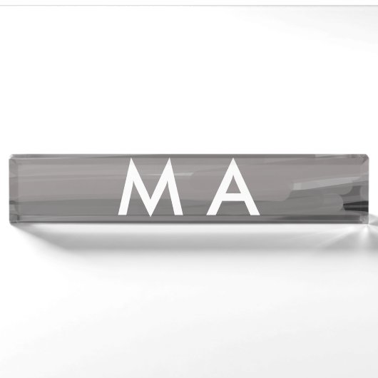 Porte-nom Pour Bureau Simple monogramme ajouter votre nom lettre man min (Devant)