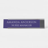 Porte-nom Pour Bureau Simple Navy Blue Personalized Name Nurse Manager (Devant)