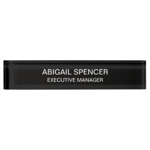 Porte-nom Pour Bureau Simple Noir Blanc Professionnel