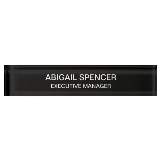 Porte-nom Pour Bureau Simple Noir Blanc Professionnel (Devant)