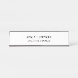 Porte-nom Pour Bureau Simple Noir Blanc Professionnel classique
