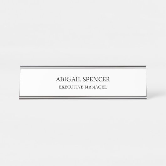 Porte-nom Pour Bureau Simple Noir Blanc Professionnel classique (Devant)