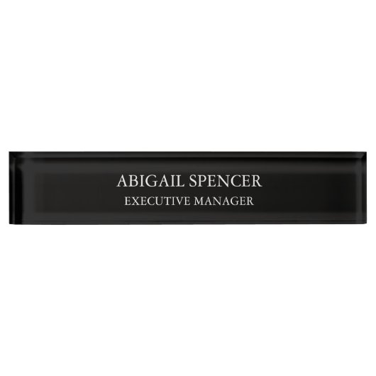 Porte-nom Pour Bureau Simple Noir Blanc Professionnel classique (Devant)