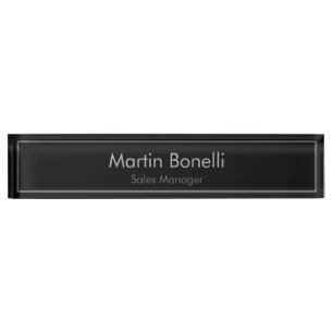 Porte-nom Pour Bureau Simple Noir Gris Moderne Professionnel