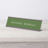 Porte-nom Pour Bureau Simple Plain Minimal Élégant Vert Forêt Moderne (Devant)