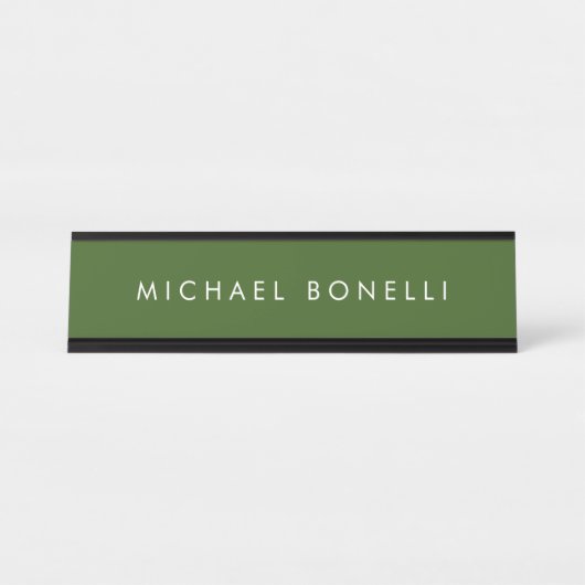 Porte-nom Pour Bureau Simple Plain Minimal Élégant Vert Forêt Moderne (Devant)