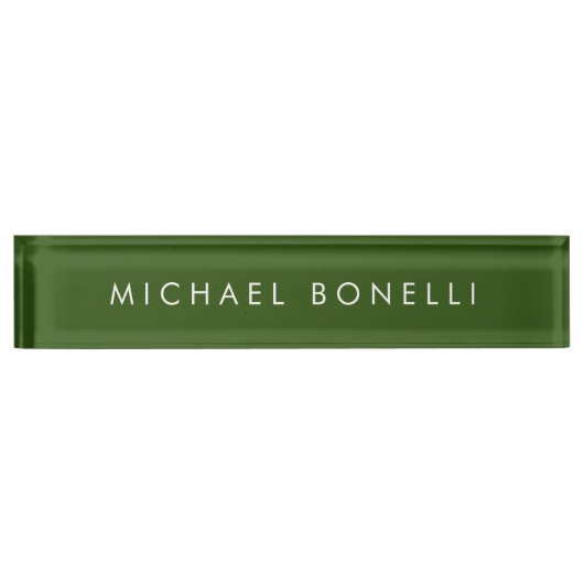 Porte-nom Pour Bureau Simple Plain Minimal Élégant Vert Forêt Moderne (Devant)