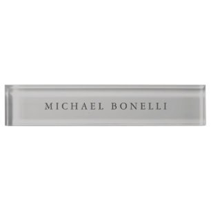 Porte-nom Pour Bureau Simple Plaque moderne élégant gris argent