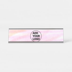 Porte-nom Pour Bureau Simple rose minimum aquarelle ajouter logo sociét