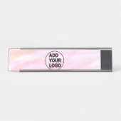 Porte-nom Pour Bureau Simple rose minimum aquarelle ajouter logo société (Devant)