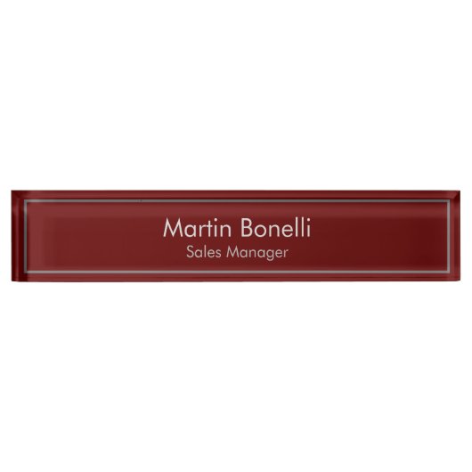 Porte-nom Pour Bureau Simple simple rouge foncé moderne professionnel (Devant)