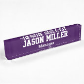 Porte-nom Pour Bureau Simple violet avec lettres blanches