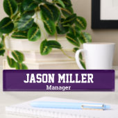 Porte-nom Pour Bureau Simple violet avec lettres blanches