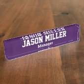 Porte-nom Pour Bureau Simple violet avec lettres blanches (Taille)