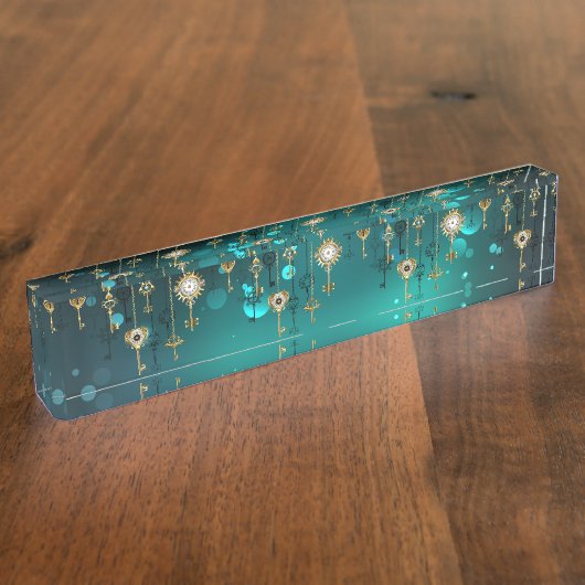 Porte-nom Pour Bureau Skeleton Keys on Green Background (Taille)