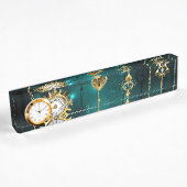 Porte-nom Pour Bureau Skeleton Keys on Green Background