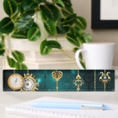 Porte-nom Pour Bureau Skeleton Keys on Green Background