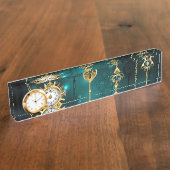 Porte-nom Pour Bureau Skeleton Keys on Green Background (Taille)