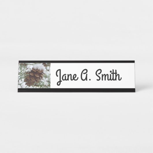 Porte-nom Pour Bureau Snowy Pine Cone I (Devant)