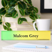 Porte-nom Pour Bureau soleil vert jaune ombre