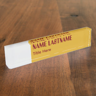 Porte-nom Pour Bureau Solidago élégant & Marron nom personnalisé