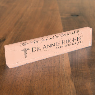 Porte-nom Pour Bureau Spécialiste de la peau Peach et Cream Doctor