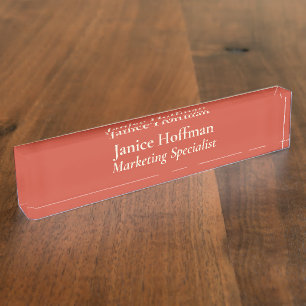 Porte-nom Pour Bureau Spécialiste du marketing Orange Acrylique