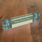 Porte-nom Pour Bureau Spirales Turquoise Beige Vert Abstrait Fractal Art (Taille)