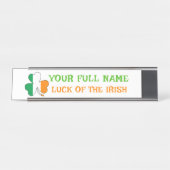 Porte-nom Pour Bureau St Patrick's Day Ireland Flag Shamrock Custom Name (Devant)
