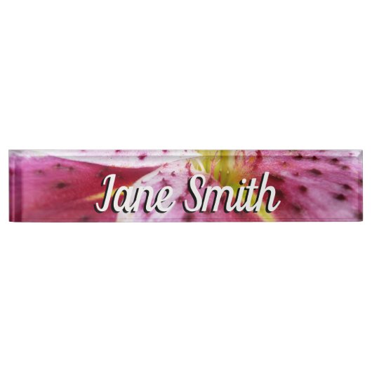 Porte-nom Pour Bureau Stargazer Lily brillant Magenta Floral (Devant)