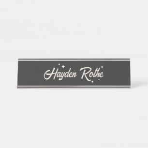 Porte-nom Pour Bureau Stars rétro Typographie Noire