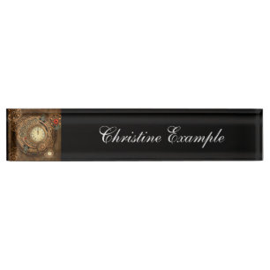 Porte-nom Pour Bureau Steampunk, merveilleuse horloge