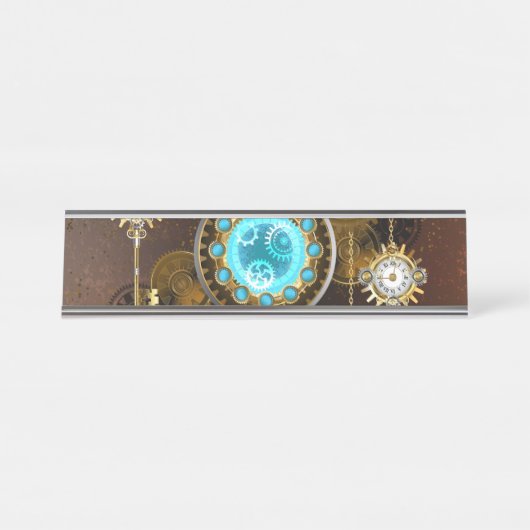 Porte-nom Pour Bureau Steampunk Rusty Background (Devant)